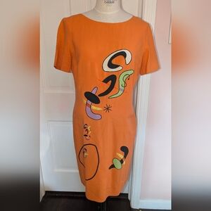 Orange Abstract Print Dress